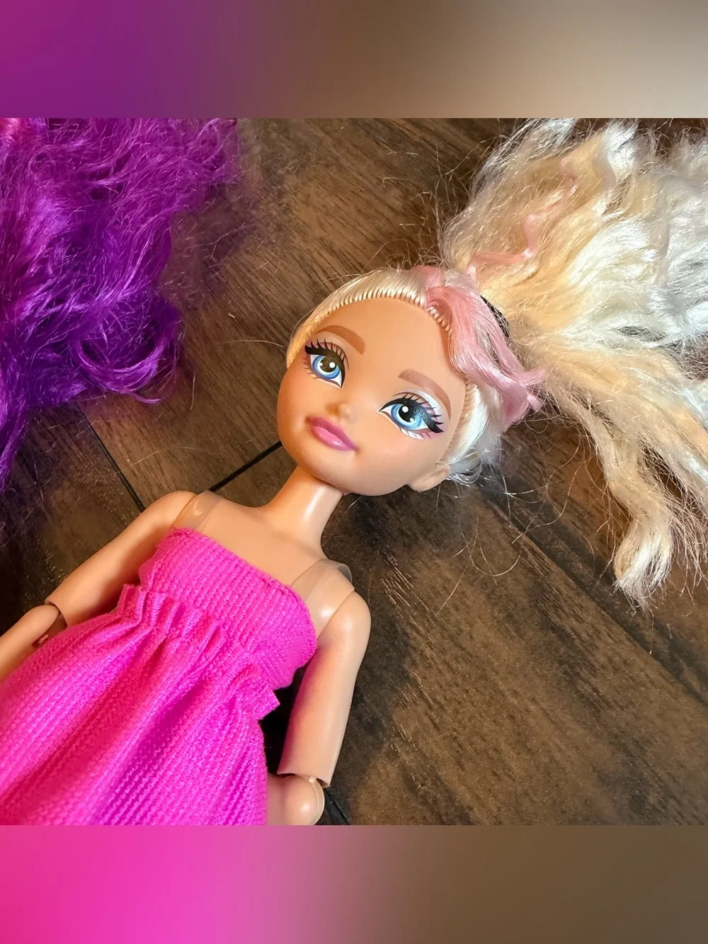 monster high Doll Trio with Purple Hair and Pink Outfit